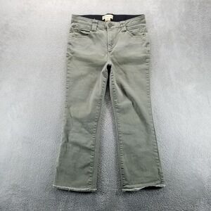 Democracy Jeans Womens 10 Green Cropped High Rise Ab Technology Stretch‎ Raw Hem